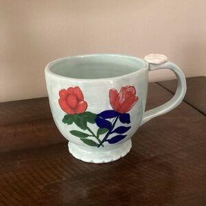Francesca Kaye for Anthropologie Floral Footed Coffee Cup Mug